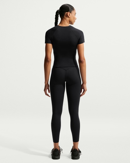 Nike Universa Yüksek Belli Bilek Üstü Ön Dikişsiz Kadın Taytı - Siyah/Anthracite/Dark Smoke Grey