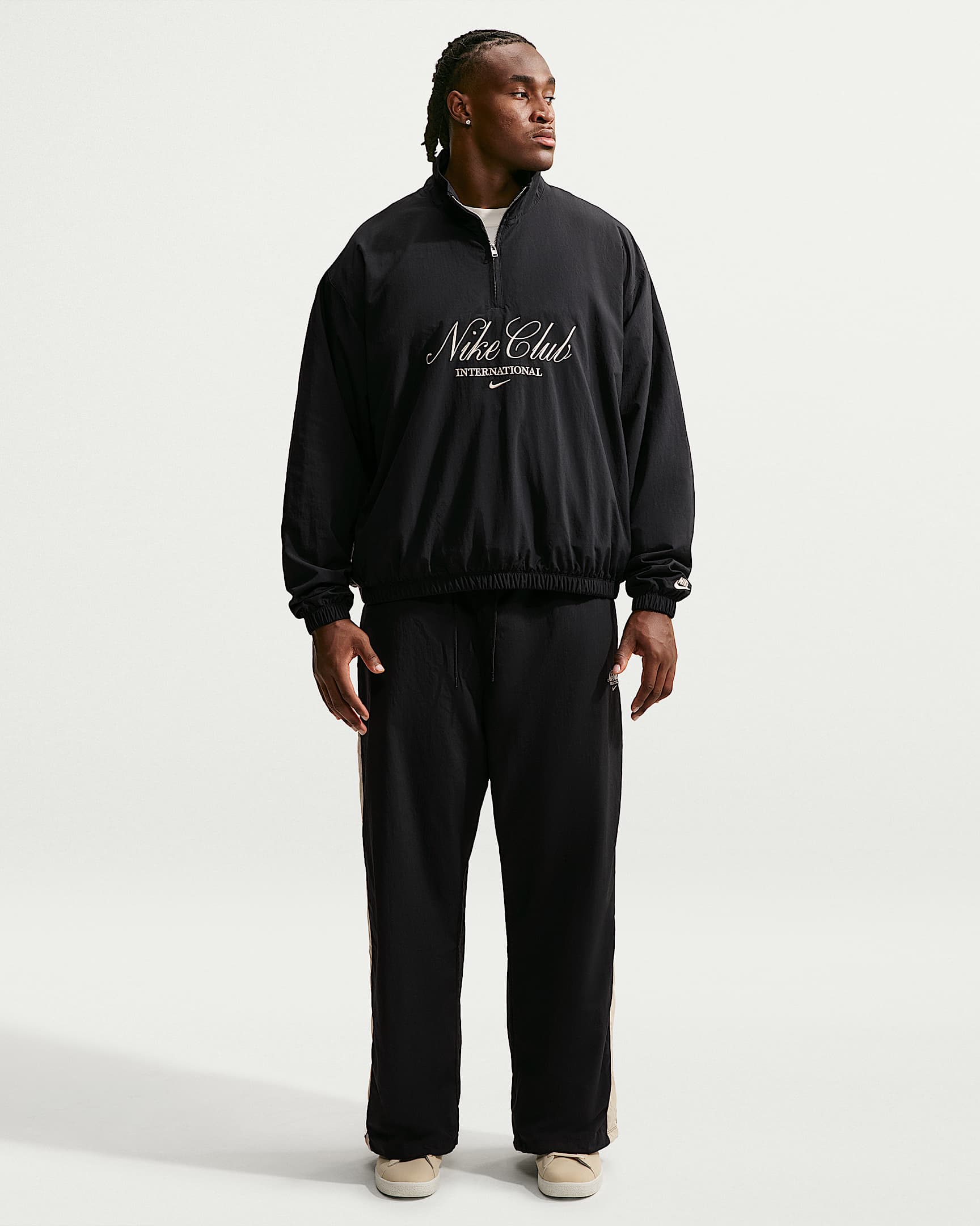 Nike Club Yarım Fermuarlı Erkek Ceketi - Siyah/Sanddrift/Sanddrift