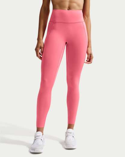 Nike Universa Yüksek Belli Bilek Üstü Ön Dikişsiz Kadın Taytı - Sea Coral/Lobster/Light Fusion Red