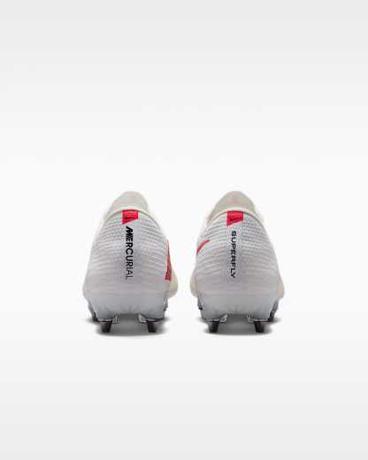 Nike Mercurial Superfly 11 Elite Düşük Bilekli Yumuşak Zemin Kramponu - Beyaz/Bright Crimson/Blur