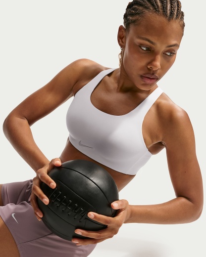 Nike Rival Ultra Yüksek Destekli Pedli Kadın Spor Sütyeni - Beyaz/Particle Beige