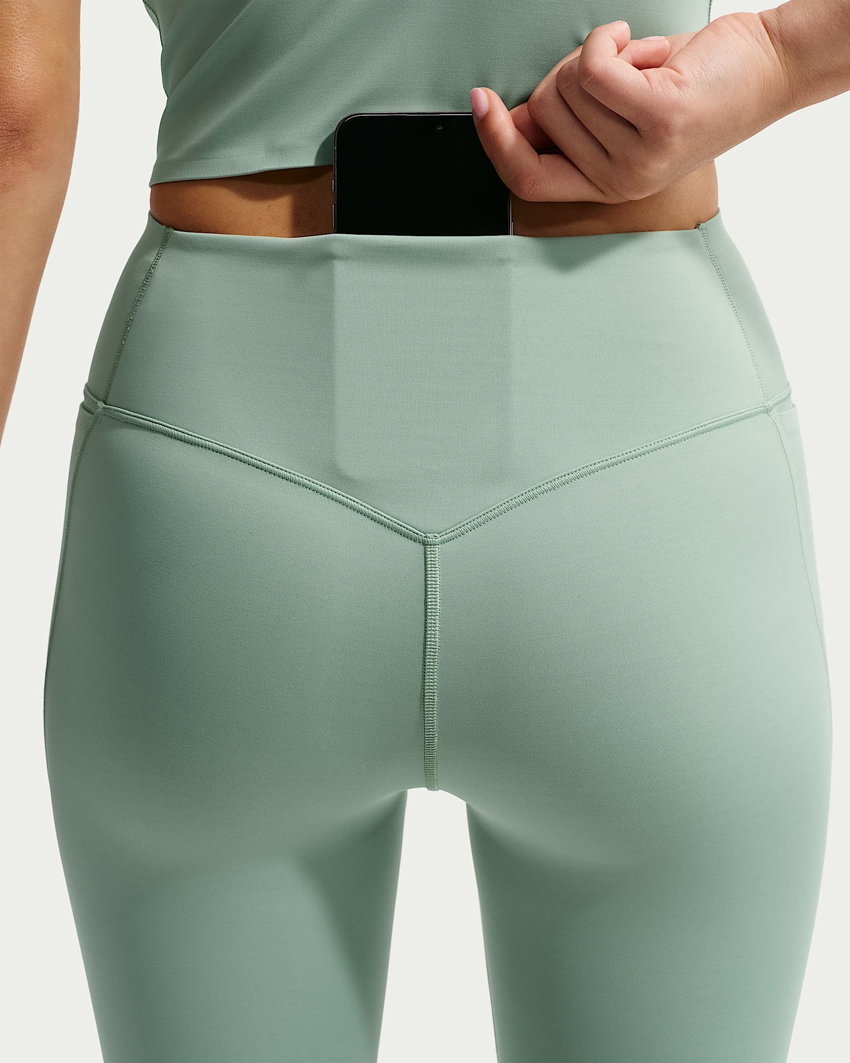 Nike Universa Yüksek Belli Bilek Üstü Ön Dikişsiz Kadın Taytı - Steam/Dutch Green/Dutch Green