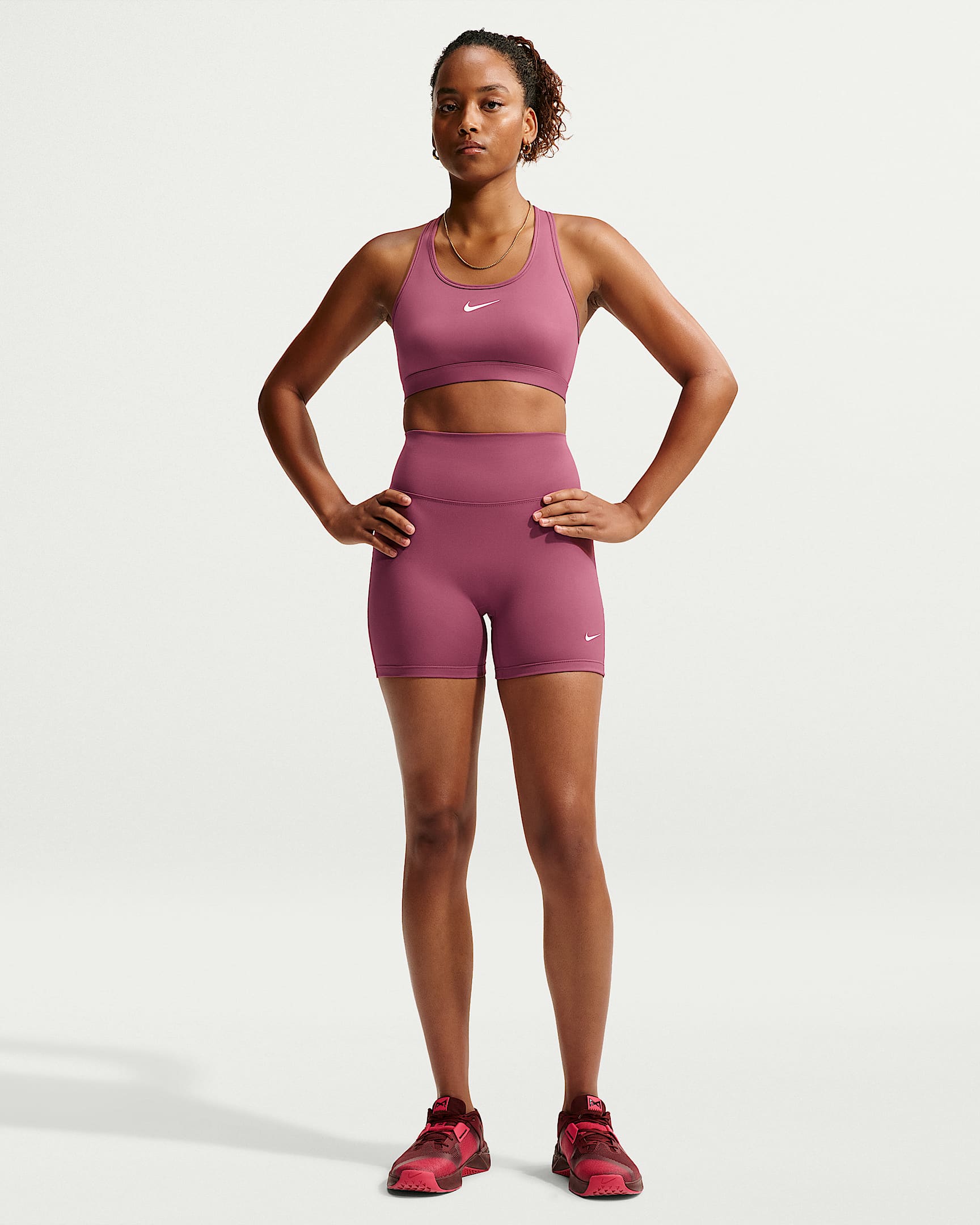 Nike One Yüksek Belli 13 cm Kadın Bisiklet Şortu - Pink Smoke/Beyaz