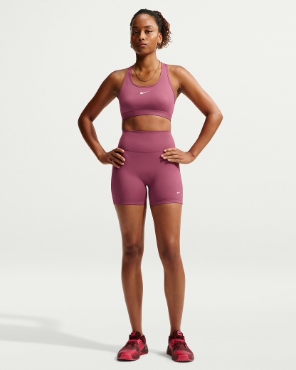 Nike One Yüksek Belli 13 cm Kadın Bisiklet Şortu - Pink Smoke/Beyaz