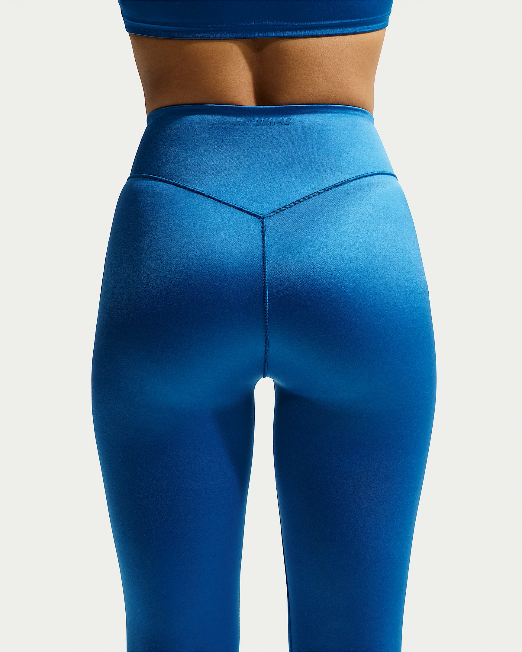 NikeSKIMS Satin Shine Yüksek Belli Dikişsiz 66 cm Kadın Taytı - NSKM Cobalt/NSKM Cobalt
