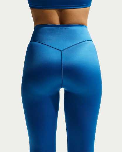 NikeSKIMS Satin Shine Yüksek Belli Dikişsiz 66 cm Kadın Taytı - NSKM Cobalt/NSKM Cobalt