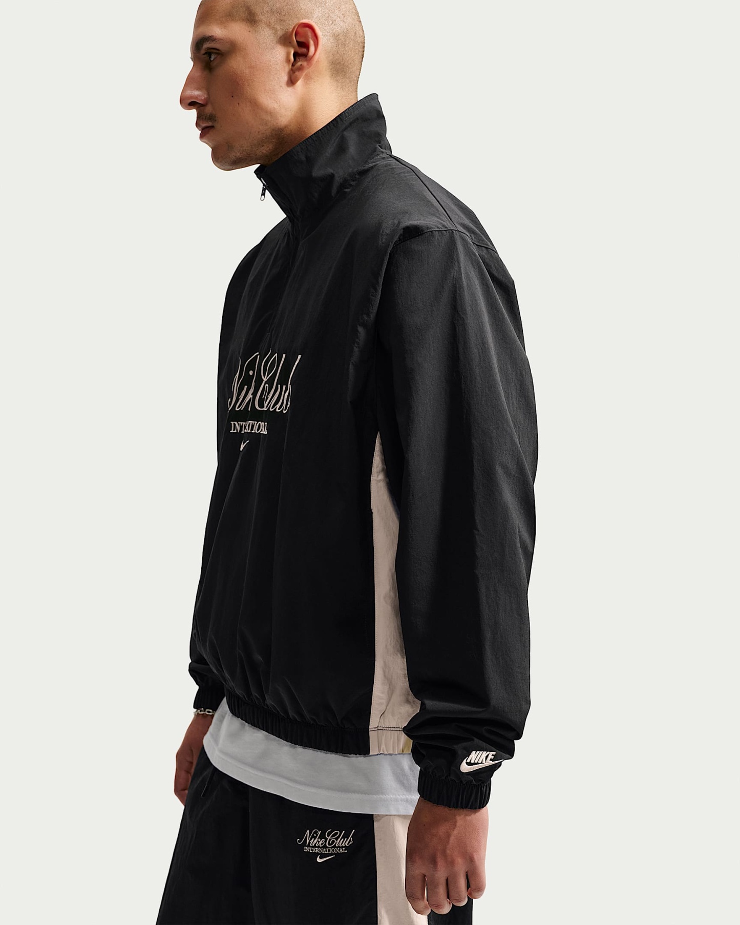 Nike Club Yarım Fermuarlı Erkek Ceketi - Siyah/Sanddrift/Sanddrift