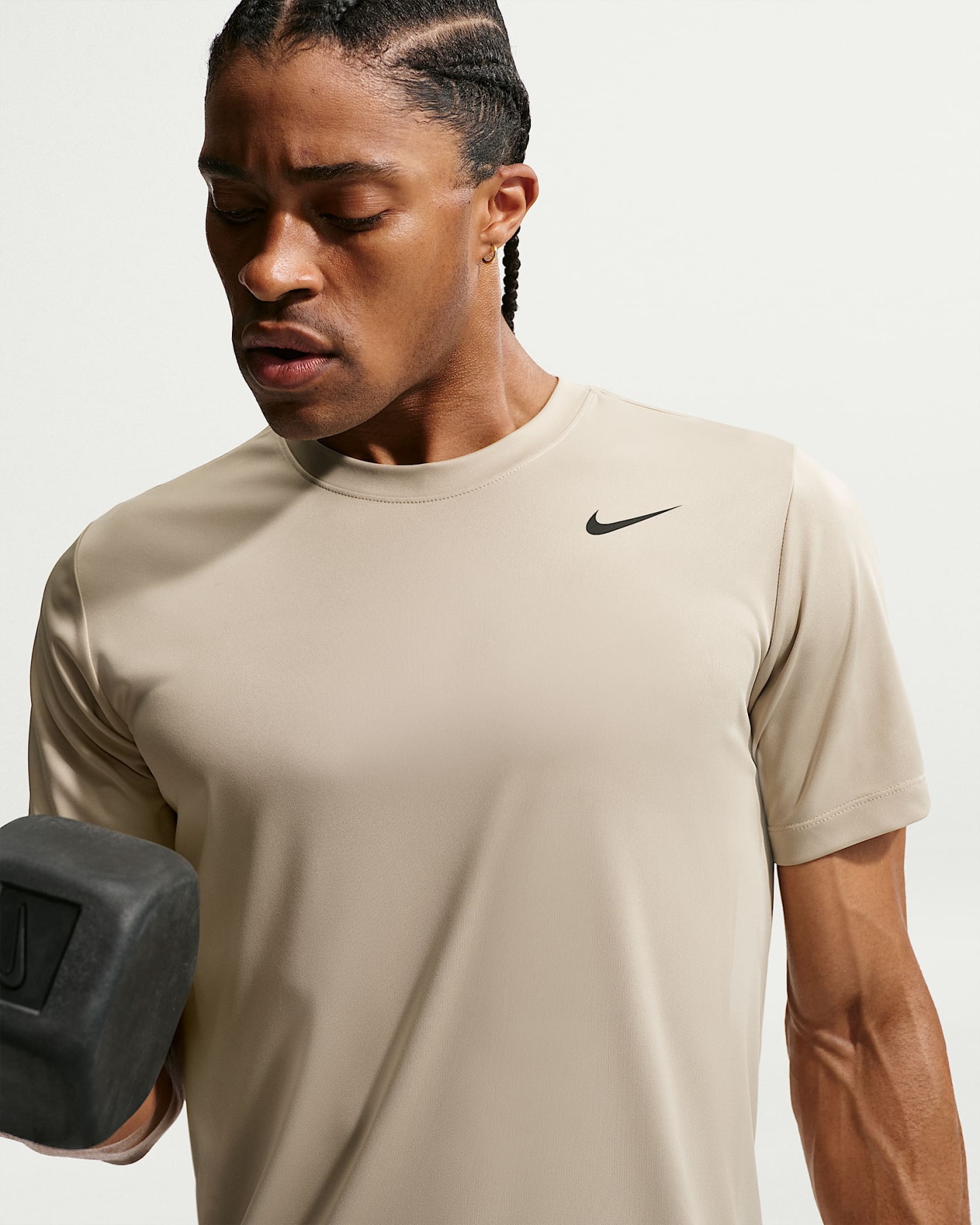 Nike Dri-FIT Erkek Antrenman Tişörtü - Desert Khaki/Siyah