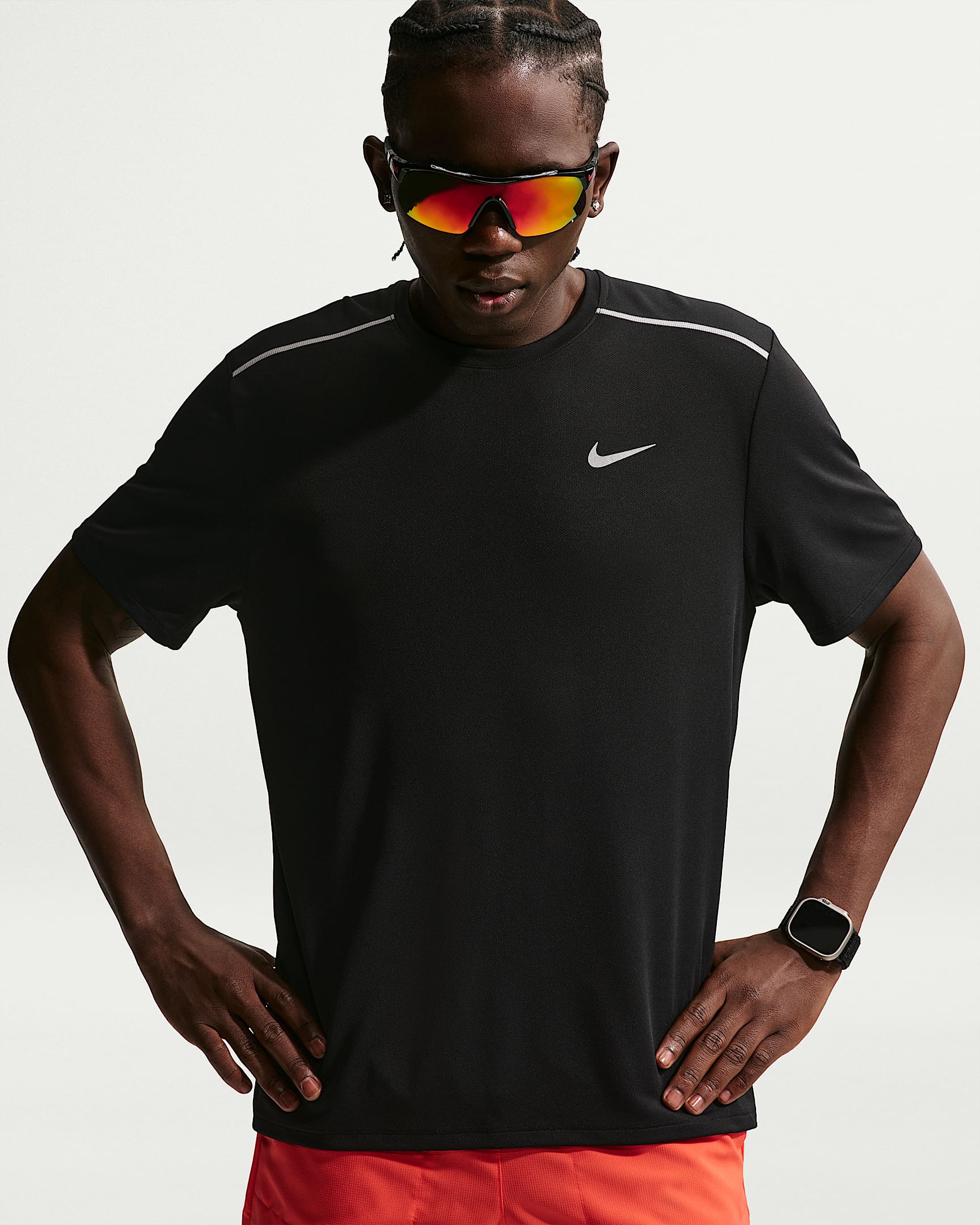 Nike Miler Dri-FIT Kısa Kollu Erkek Koşu Üstü - Siyah/Siyah