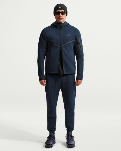 Nike Tech Fleece Windrunner Tam Boy Fermuarlı Erkek Ceketi - Obsidian/Siyah