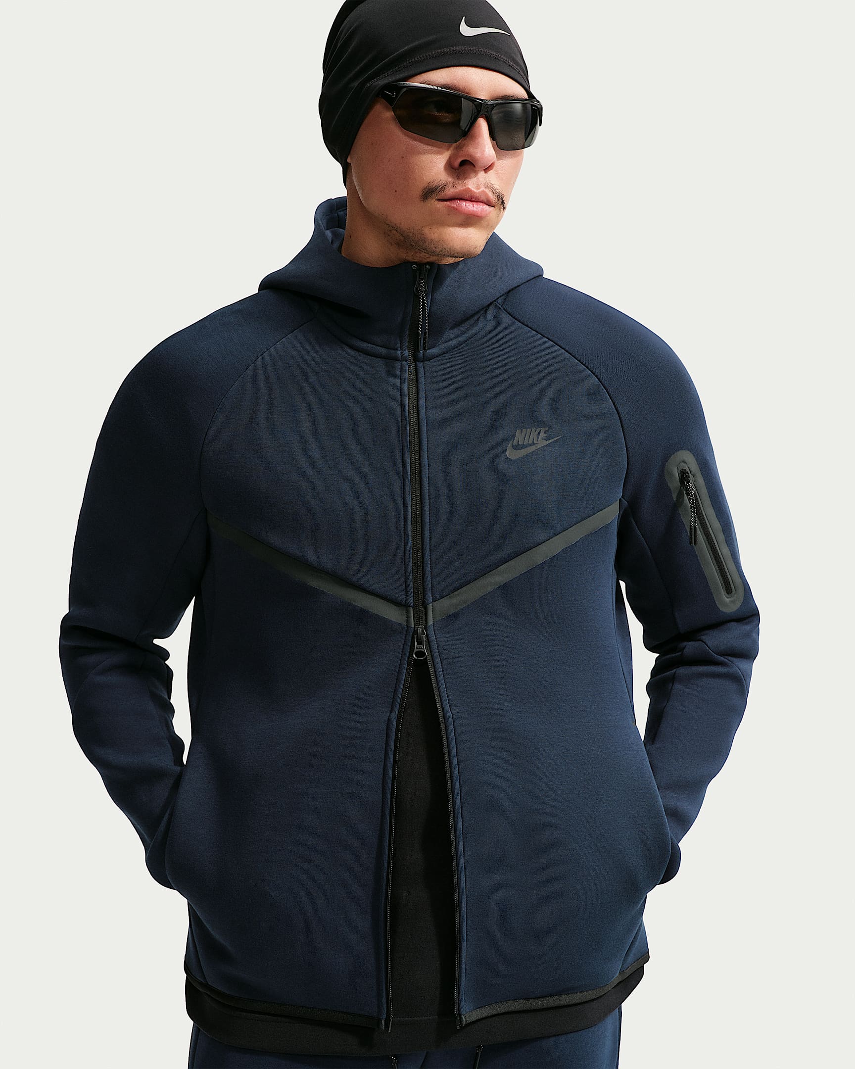 Nike Tech Fleece Windrunner Tam Boy Fermuarlı Erkek Ceketi - Obsidian/Siyah