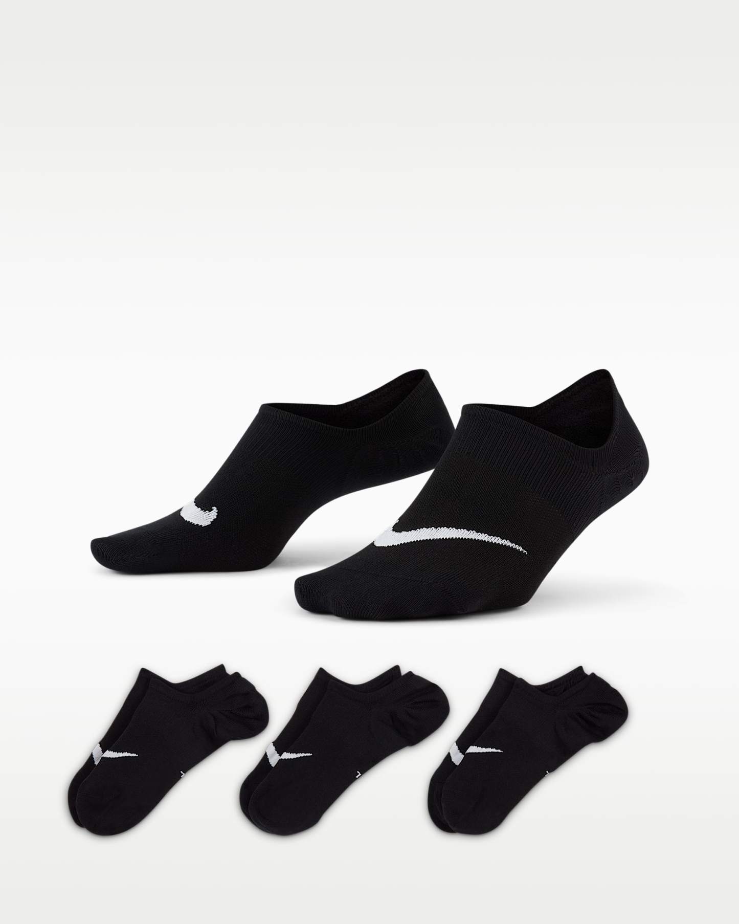 Nike Everyday Plus Lightweight Kadın Antrenman Babet Çorapları (3 Çift) - Siyah/Beyaz