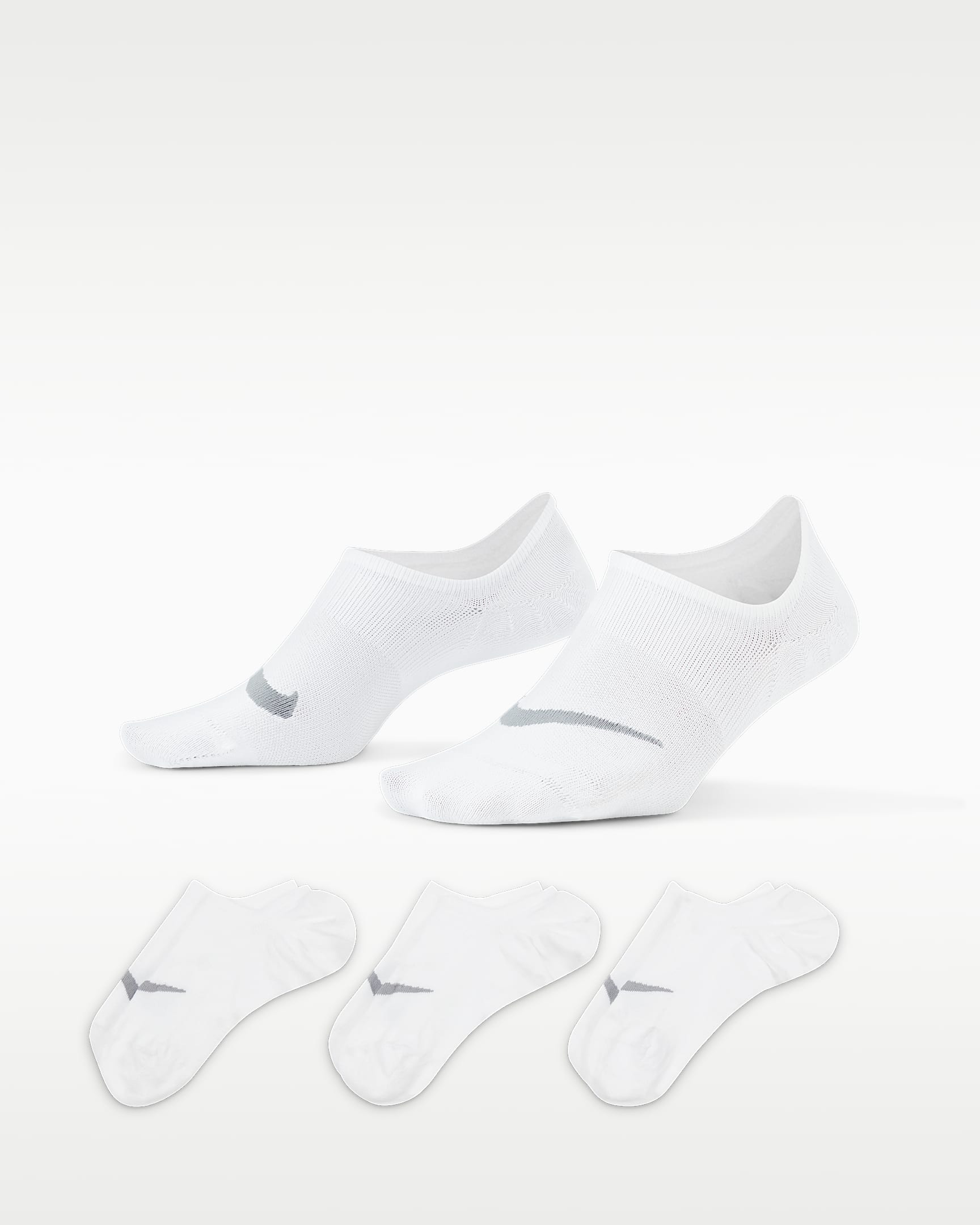 Nike Everyday Plus Lightweight Kadın Antrenman Babet Çorapları (3 Çift) - Beyaz/Wolf Grey