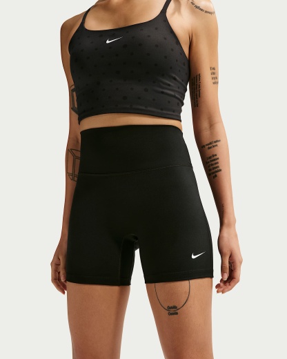 Nike One Yüksek Belli 13 cm Kadın Bisiklet Şortu - Siyah/Beyaz