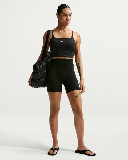 Nike One Yüksek Belli 13 cm Kadın Bisiklet Şortu - Siyah/Beyaz