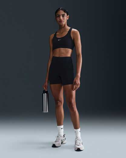 Nike Universa Yüksek Belli Ön Dikişsiz 13 cm Kadın Bisiklet Şortu - Siyah/Anthracite/Dark Smoke Grey