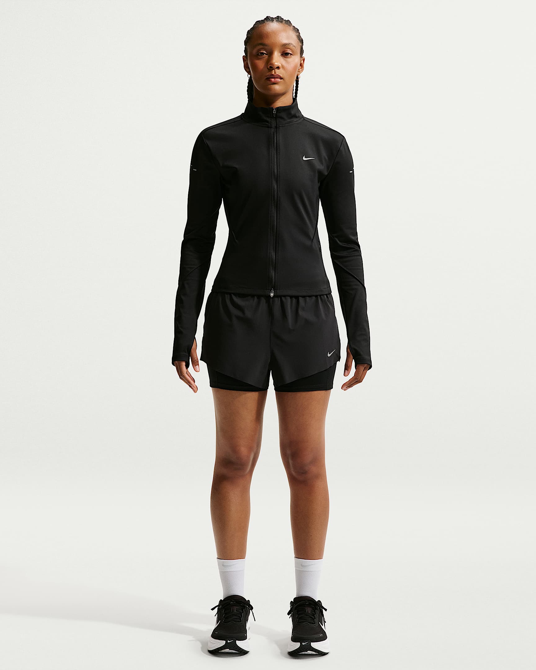 Nike Swift Dri-FIT Normal Belli 2'si 1 Arada Kadın Koşu Şortu - Siyah