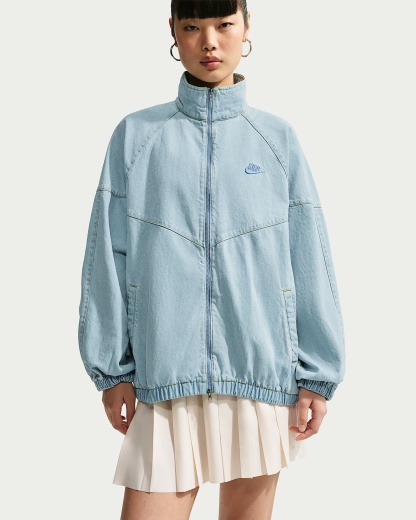 Nike Windrunner Bol Kesimli Kadın Kot Ceketi - Light Armory Blue/Work Blue