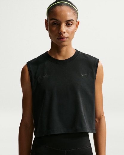 Nike Swift Butterfly Dri-FIT Kolsuz Kadın Koşu Tişörtü - Siyah