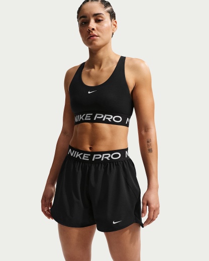 Nike Pro 2'si 1 Arada Kadın Şortu - Siyah/Beyaz