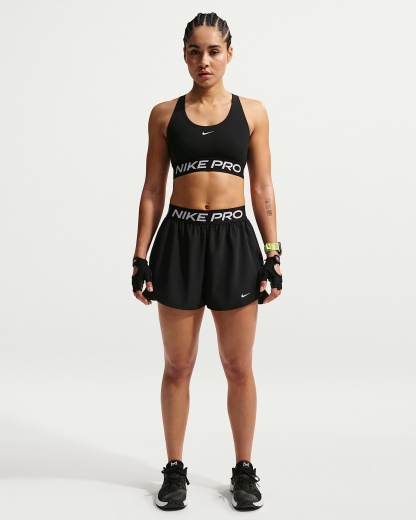 Nike Pro 2'si 1 Arada Kadın Şortu - Siyah/Beyaz