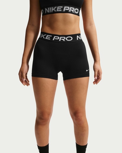 Nike Pro Normal Belli 8 cm Kadın Bisiklet Şortu - Siyah/Beyaz
