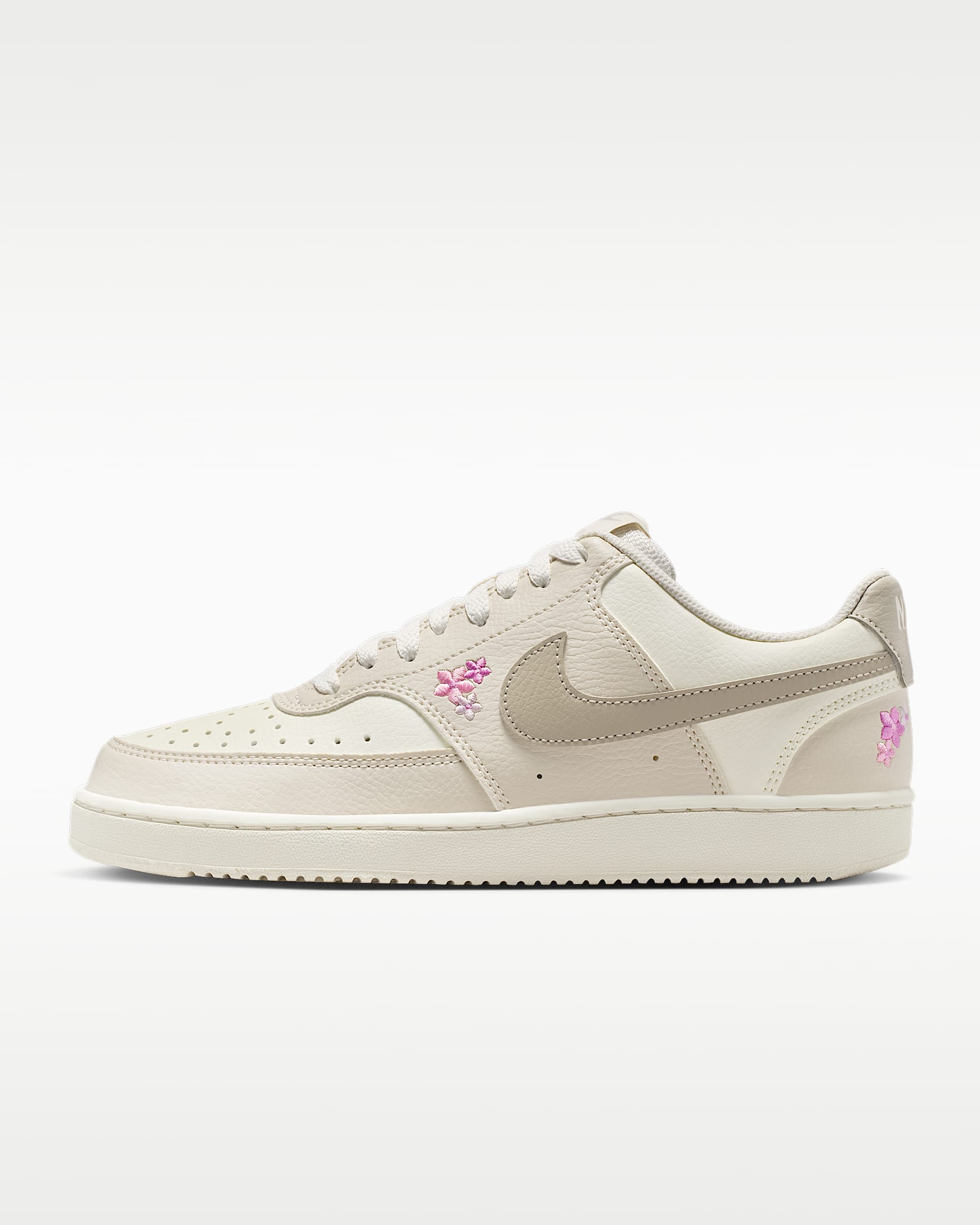 Nike Court Vision Low SE "Stitched Floral" Kadın Ayakkabısı - Sail/Light Orewood Brown/Cream II