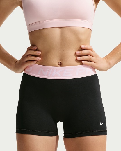 Nike Pro Normal Belli 8 cm Kadın Bisiklet Şortu - Siyah/Pink Foam/Beyaz