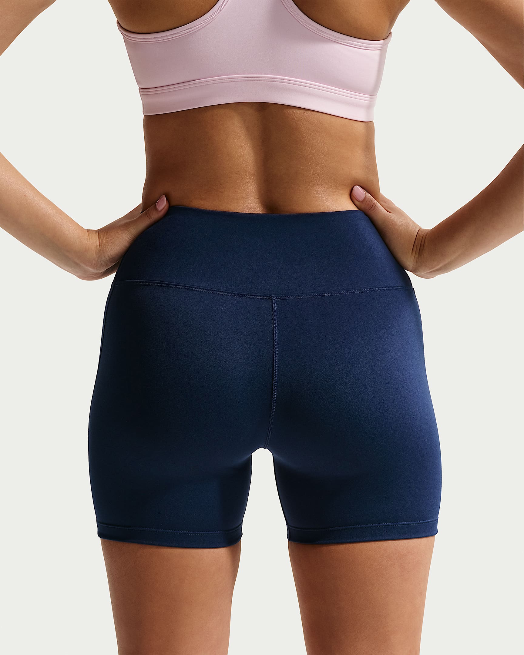 Nike One Yüksek Belli 13 cm Kadın Bisiklet Şortu - Midnight Navy/Beyaz