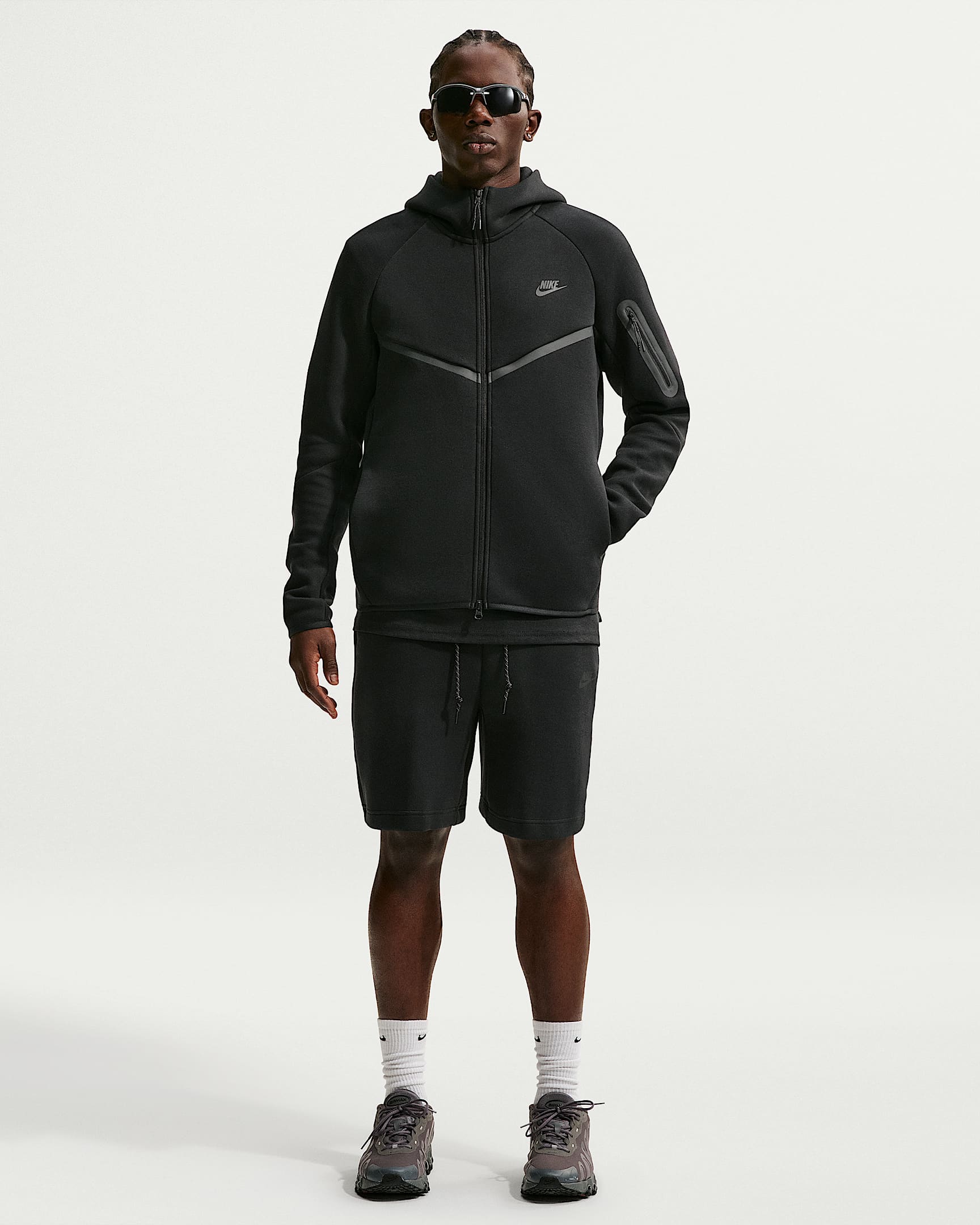 Nike Tech Fleece Windrunner Tam Boy Fermuarlı Erkek Ceketi - Siyah/Siyah