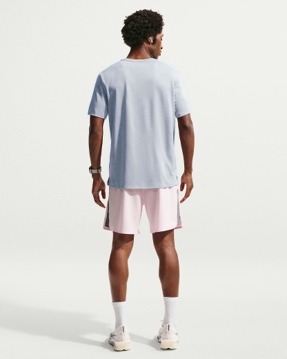 Nike Miler Dri-FIT Kısa Kollu Erkek Koşu Üstü - Grey Fog/Particle Grey/Heather