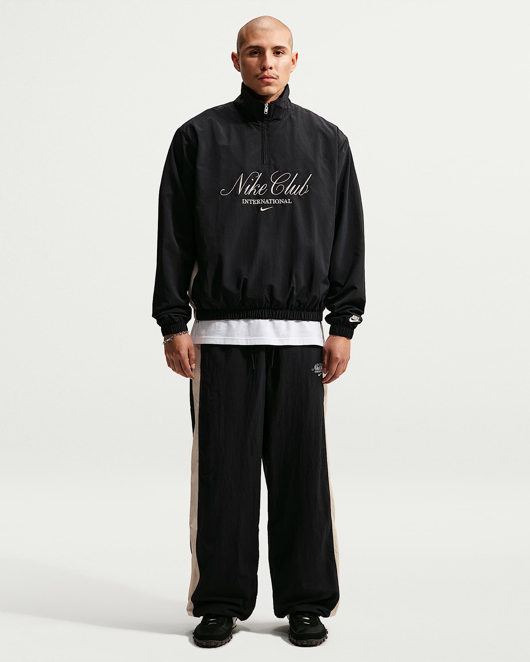 Nike Club Yarım Fermuarlı Erkek Ceketi - Siyah/Sanddrift/Sanddrift