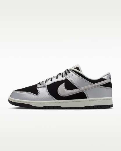 Nike Dunk Low Retro Erkek Ayakkabısı - Metallic Silver/Siyah/Sail/Metallic Silver