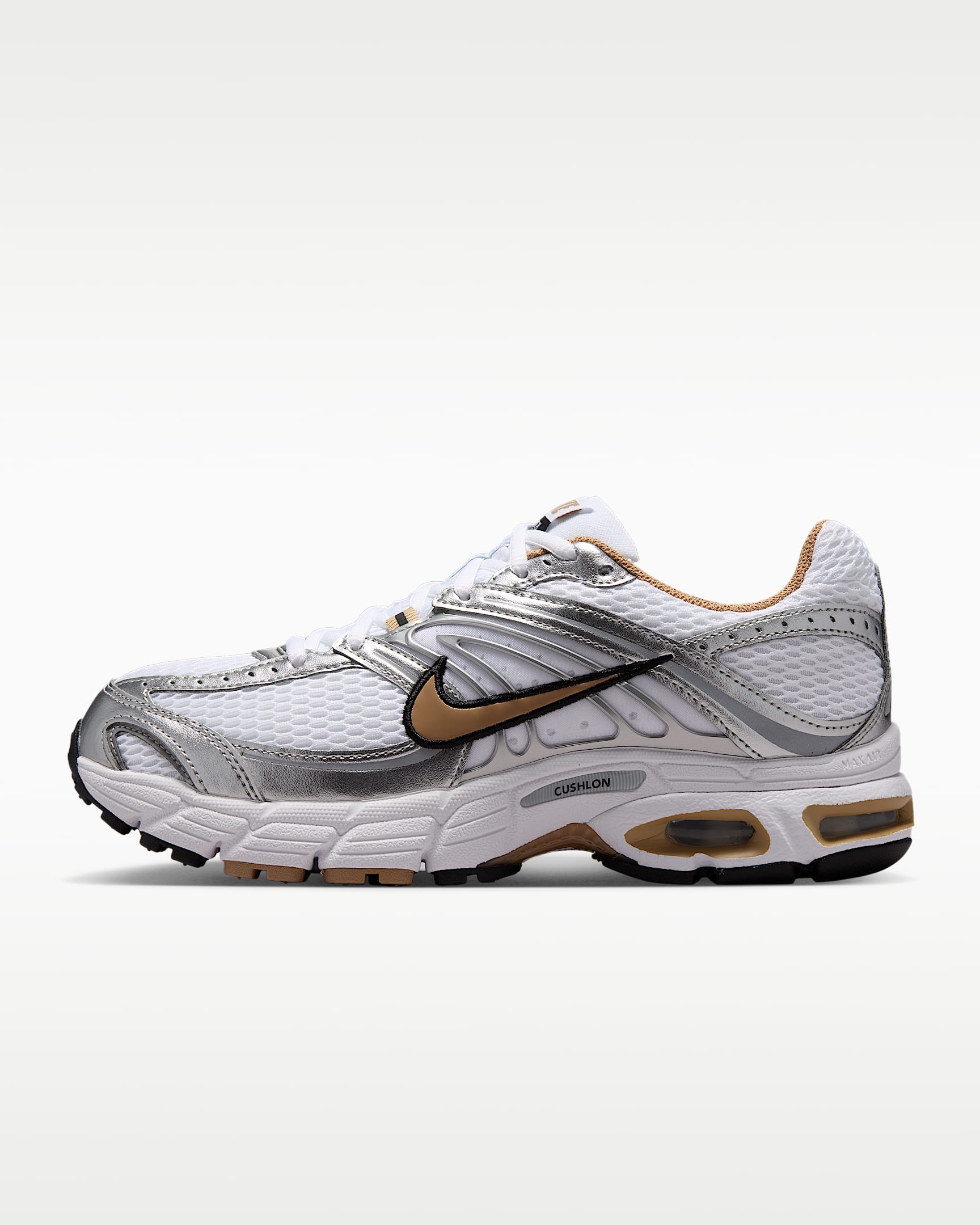 Yansıtıcı Vurgulara Sahip Nike Air Max Moto 2K Kadın Ayakkabısı - Beyaz/Metallic Silver/Siyah/British Khaki