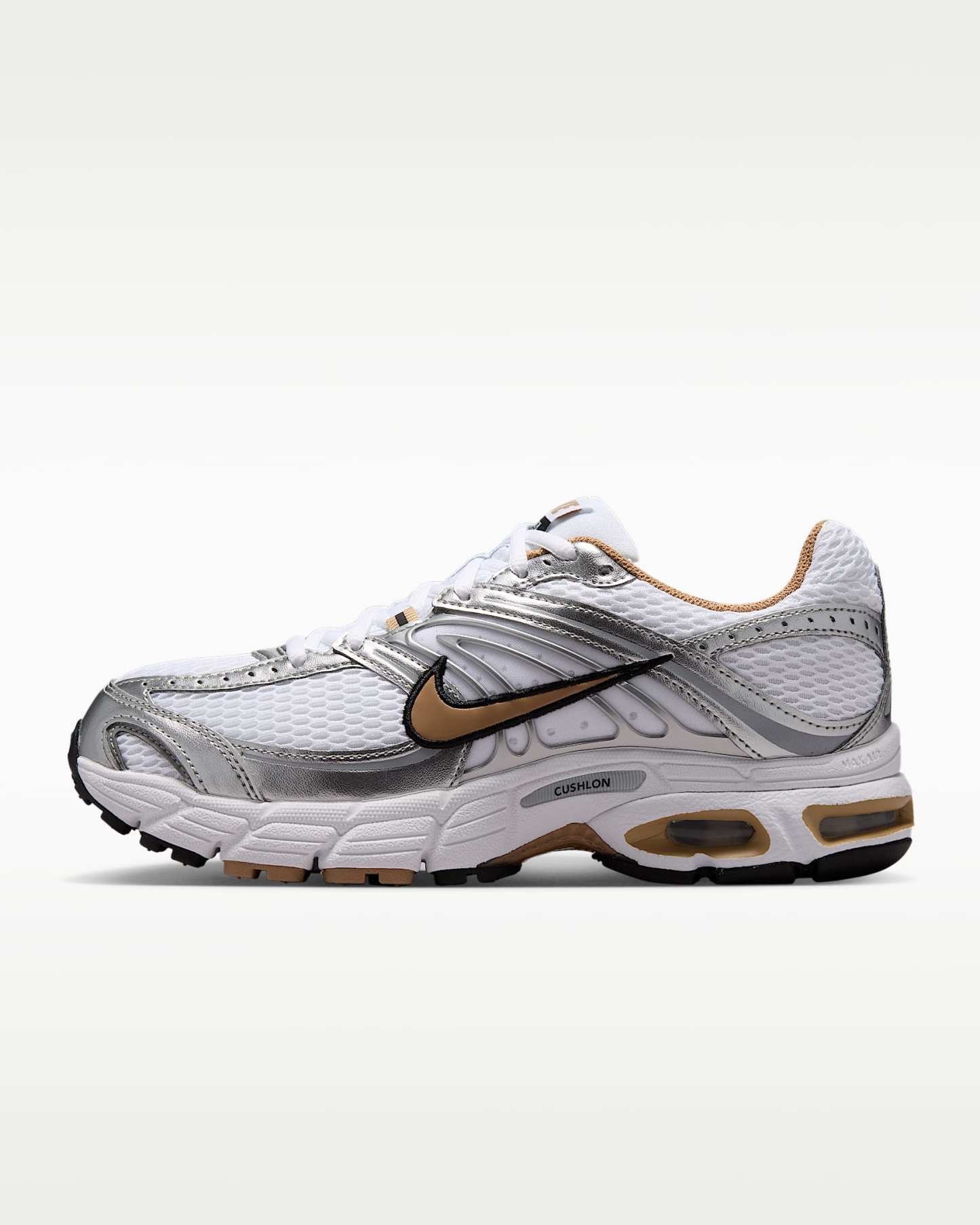 Yansıtıcı Vurgulara Sahip Nike Air Max Moto 2K Kadın Ayakkabısı - Beyaz/Metallic Silver/Siyah/British Khaki