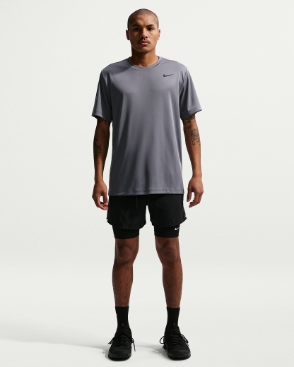 Nike Dri-FIT Erkek Antrenman Tişörtü - Smoke Grey/Siyah