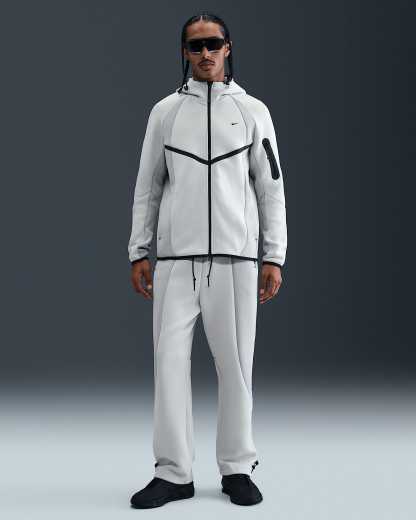 Nike Tech Renk Bloklu Açık Paçalı Fleece Erkek Eşofman Altı - Light Silver/Light Smoke Grey/Siyah