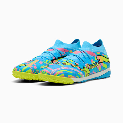FUTURE 9 MATCH ADVANCED LEVEL TT UNISEX Krampon - PUMA White-Blue Glimmer-Pink Glimmer-Yellow Alert - 109214_01 - Görsel 2