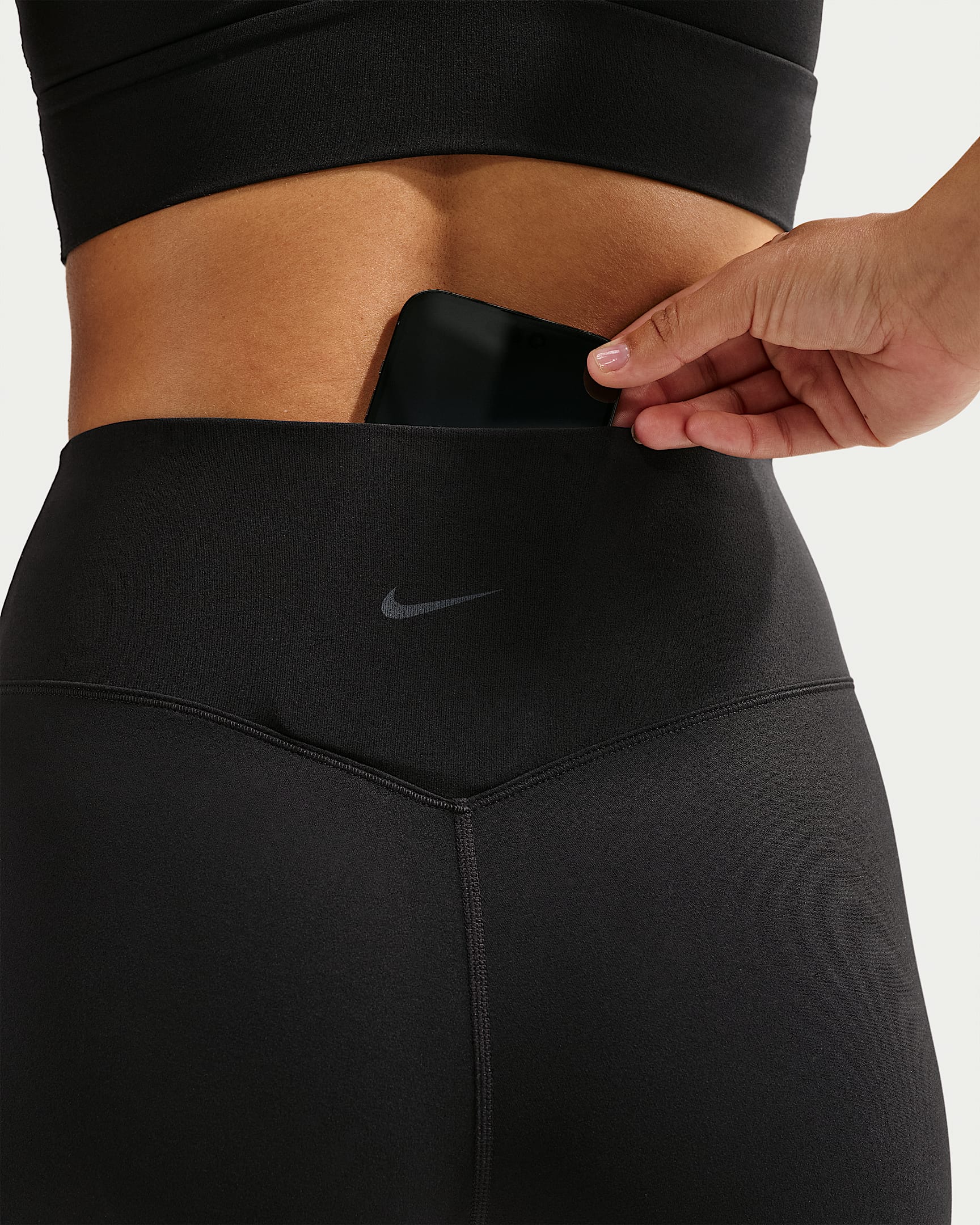 Nike Zenvy Yüksek Belli 20 cm Kadın Bisiklet Şortu - Siyah/Cool Grey