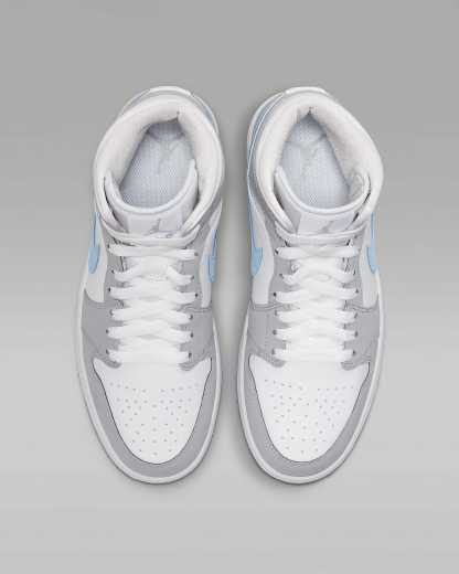 Air Jordan 1 Mid Kadın Ayakkabısı - Beyaz/Wolf Grey/Aluminum