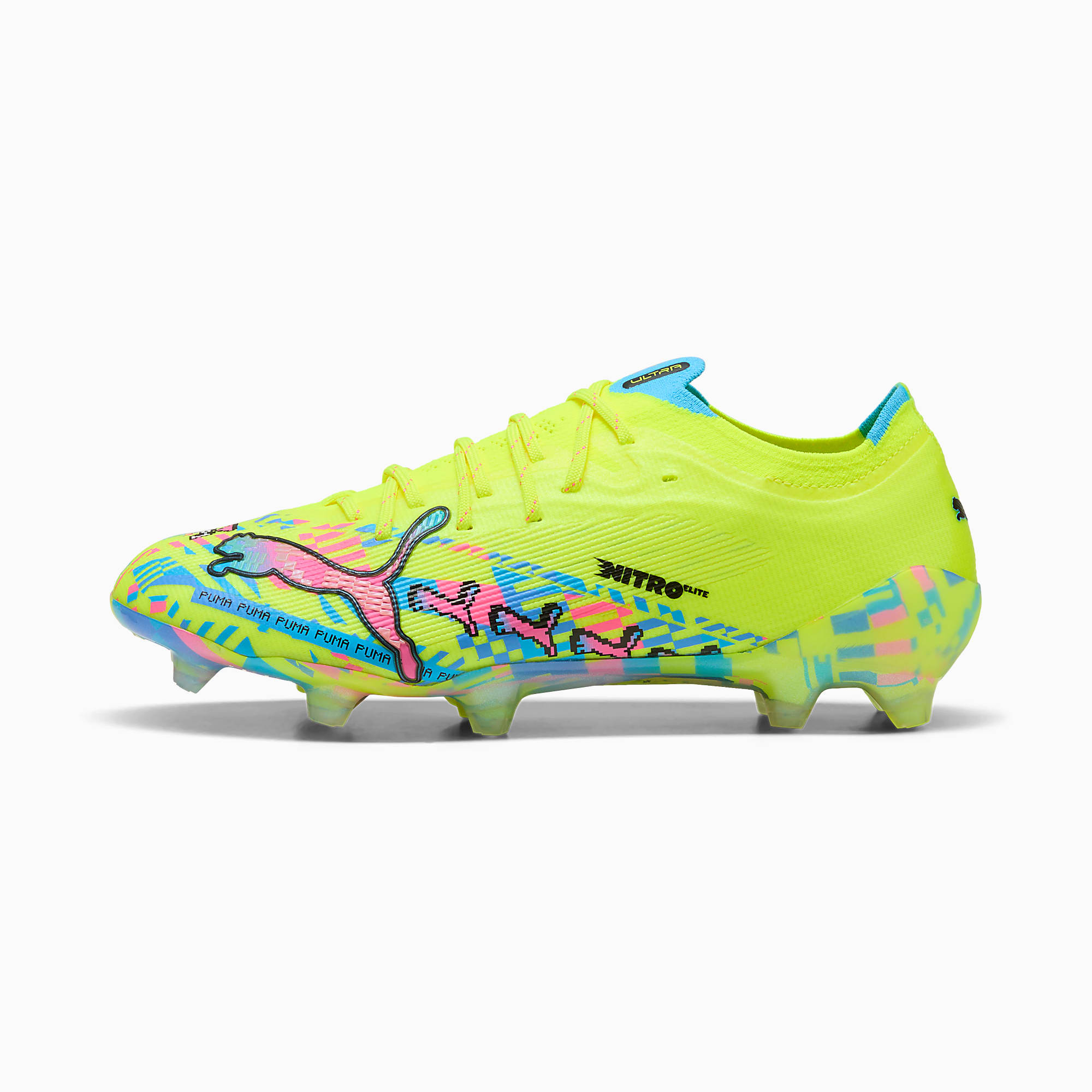 ULTRA NITRO™ 7 ULTIMATE ADVANCED LEVEL FG UNISEX Krampon - PUMA White-Blue Glimmer-Pink Glimmer-Yellow Alert - 109238_01 - Görsel 1