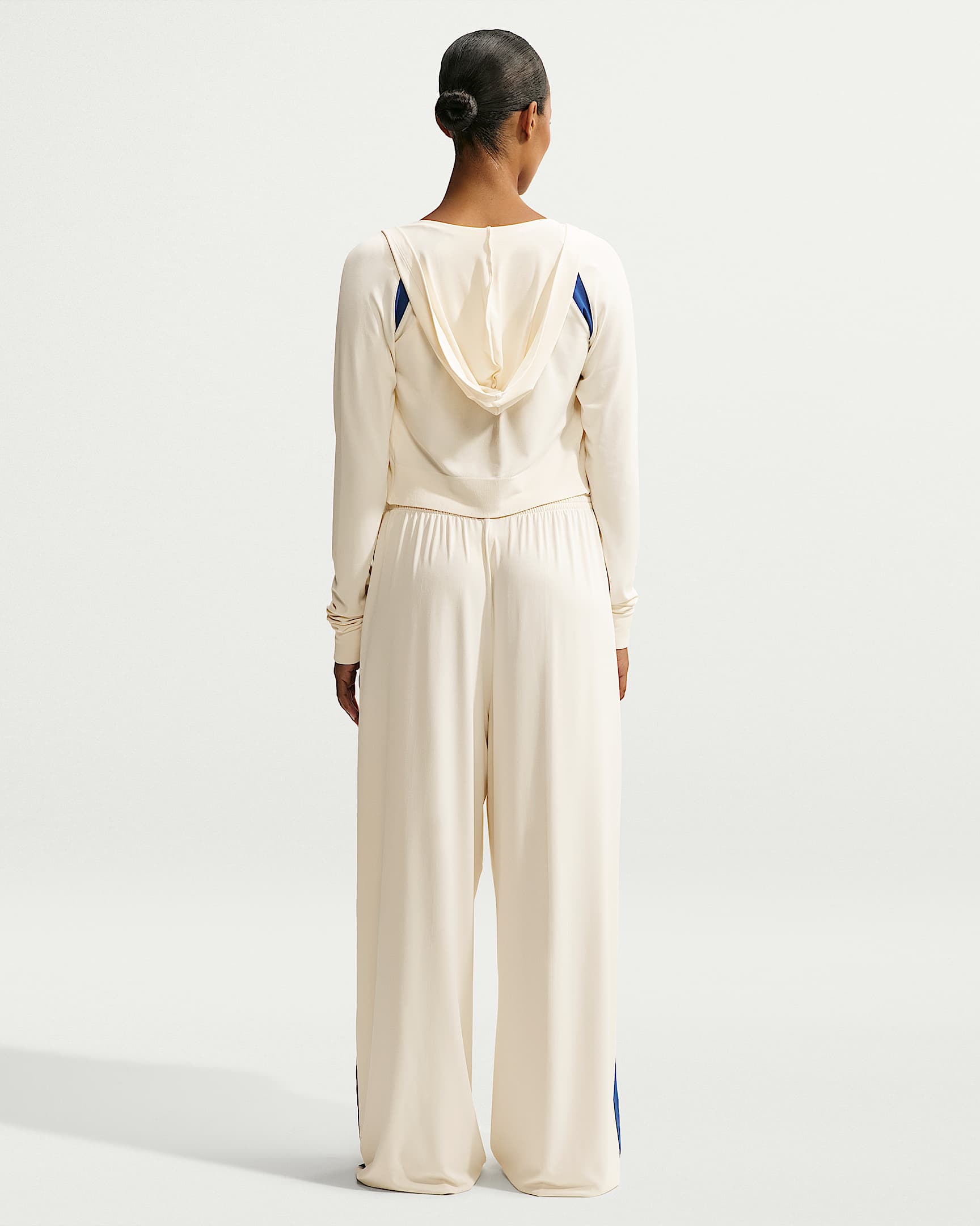 NikeSKIMS Stretch Knit Tam Fermuarlı Baby Kapüşonlu Kadın Üst - NSKM Actv Ivory/NSKM Cobalt