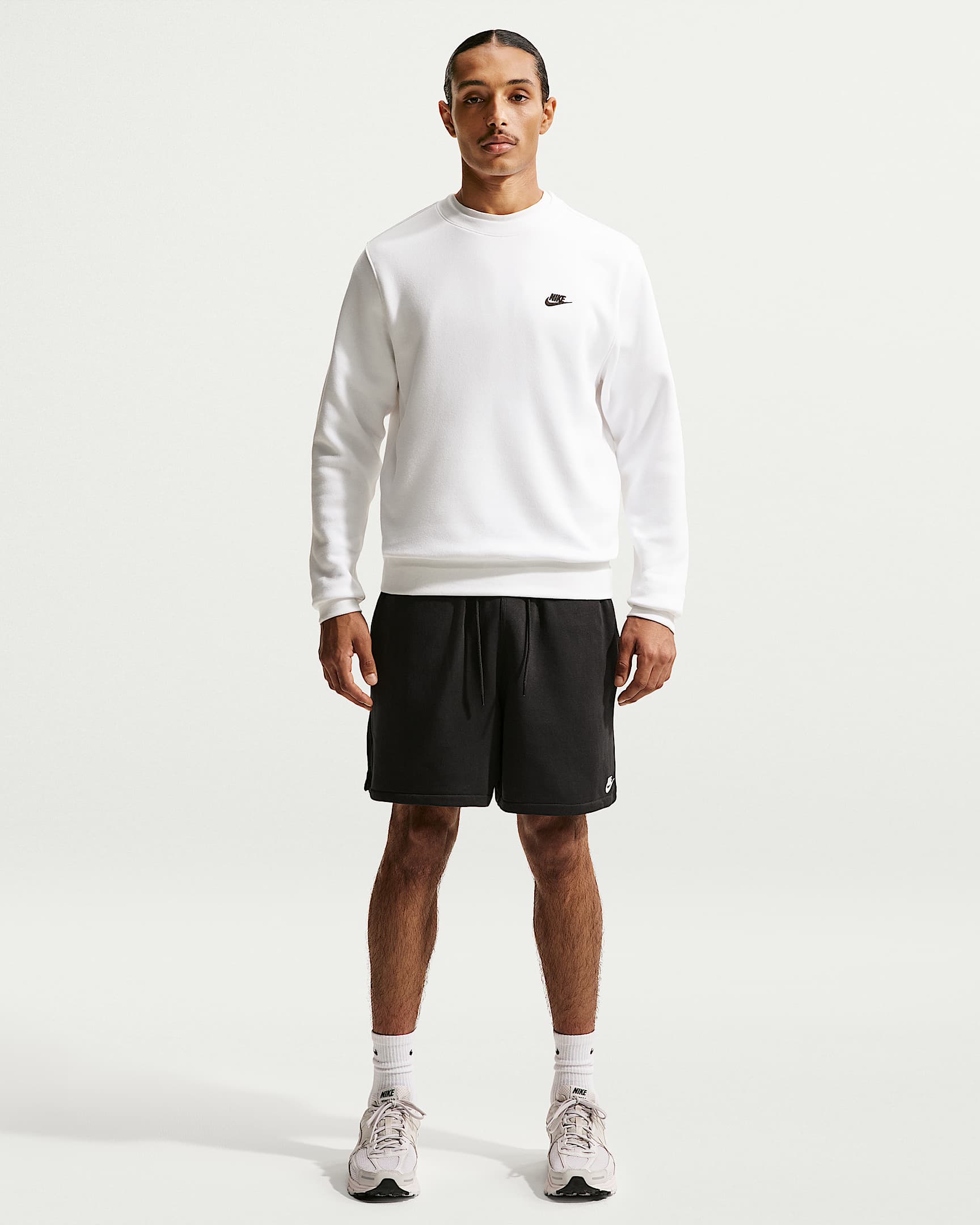 Nike Club Bol Kesimli Fransız Havlu Kumaşı Erkek Şortu - Siyah/Siyah/Beyaz