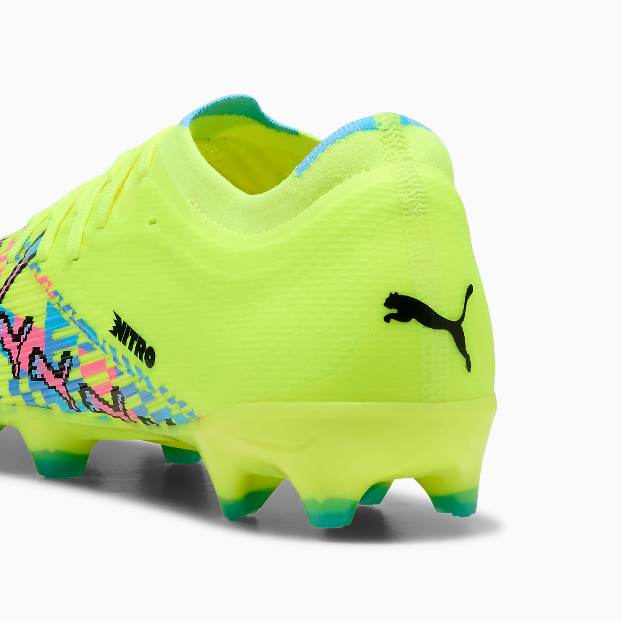 ULTRA NITRO™ 7 MATCH ADVANCED LEVEL FG/AG UNISEX Krampon - PUMA White-Blue Glimmer-Pink Glimmer-Yellow Alert - 109240_01 - Görsel 3