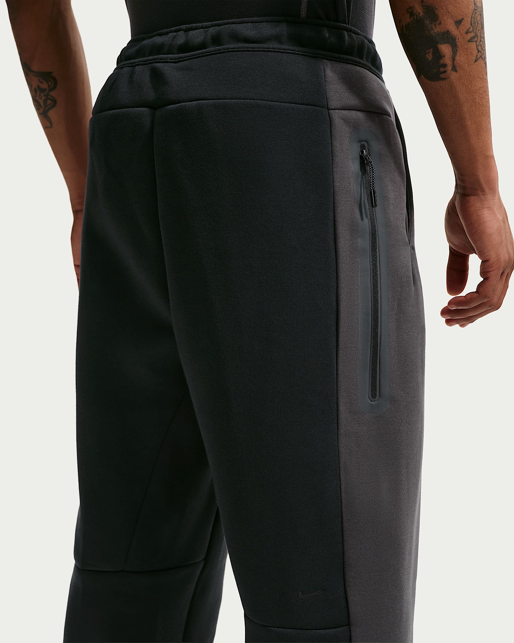 Nike Tech Renk Bloklu Açık Paçalı Fleece Erkek Eşofman Altı - Siyah/Anthracite/Siyah