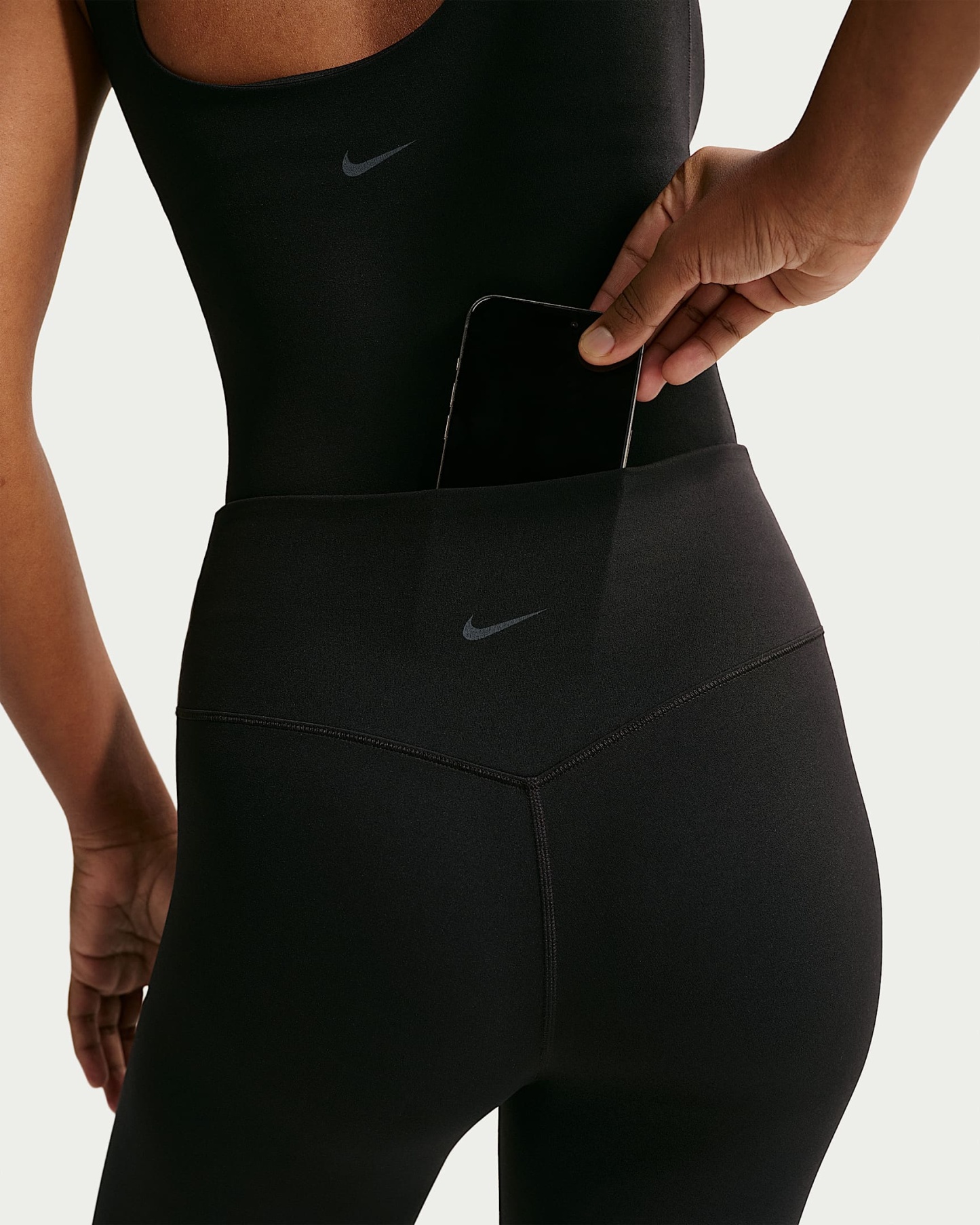 Nike Zenvy Yüksek Belli Ön Dikişsiz Tam Boy Kadın Taytı - Siyah/Cool Grey
