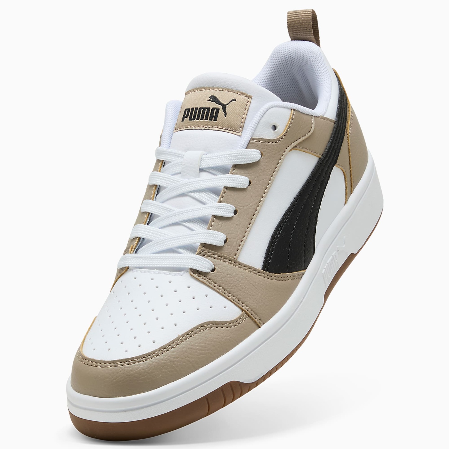 Rebound V6 Low UNISEX Ayakkabı - PUMA White-PUMA Black-Ice Coffee - 406388_52 - Görsel 6