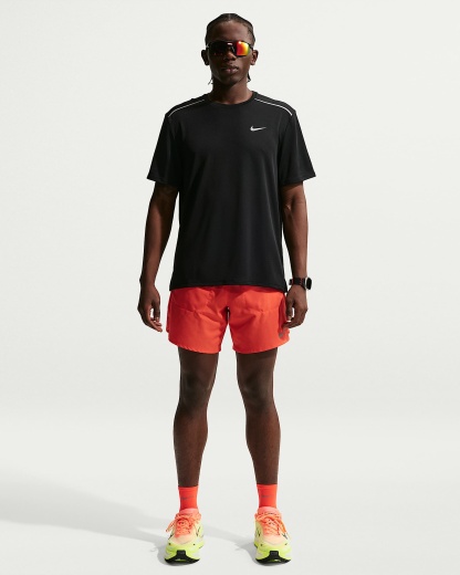 Nike Miler Dri-FIT Kısa Kollu Erkek Koşu Üstü - Siyah/Siyah