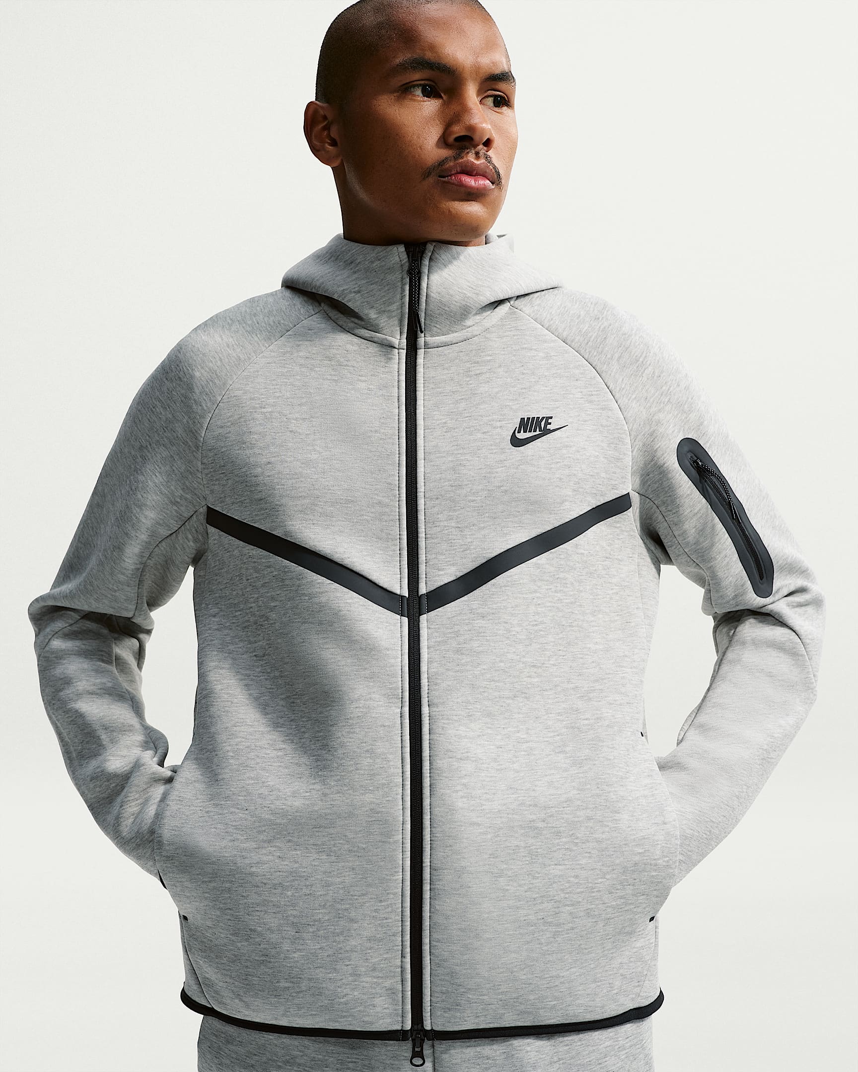 Nike Tech Fleece Windrunner Tam Boy Fermuarlı Erkek Ceketi - Dark Grey Heather/Siyah