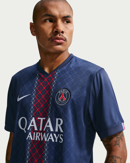 Paris Saint-Germain 2025/26 Stadyum İç Saha Nike Dri-FIT Erkek Futbol Taraftar Forması - Midnight Navy/Midnight Navy/Beyaz
